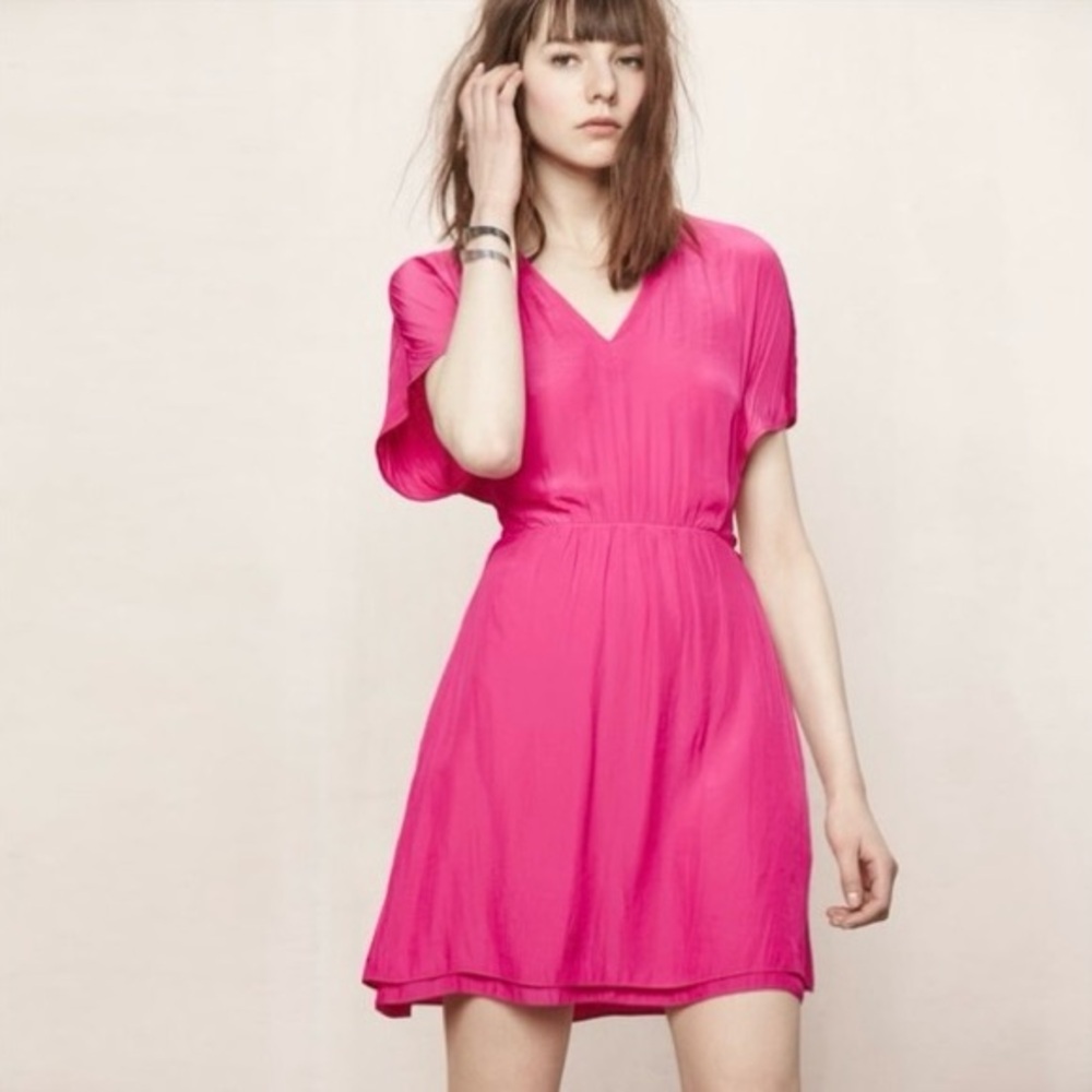 MAJE Rimeo Fuschia Pink Short Sleeve Mini Dress Size 1‎ Small